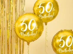 Folie Ballon 50 Års Fødselsdag, Guld, 45 cm
