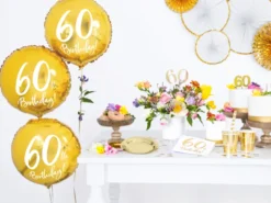 Folie Ballon 60 Års Fødselsdag, Guld, 45 cm