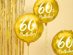 Folie Ballon 60 Års Fødselsdag, Guld, 45 cm