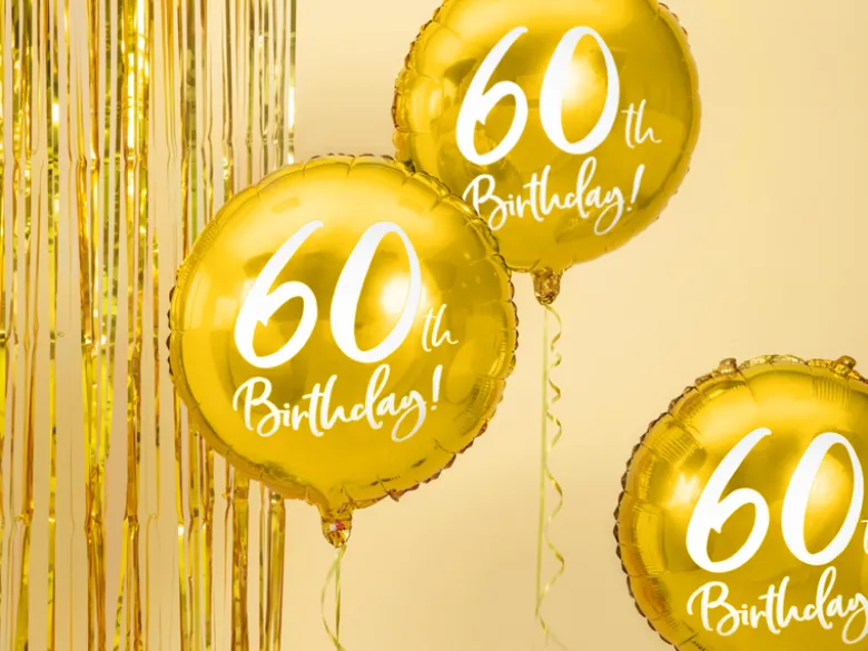 Folie Ballon 60 Års Fødselsdag, Guld, 45 cm