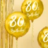 Folie Ballon 80 Års Fødselsdag, Guld, 45 cm