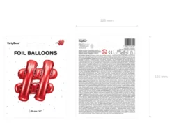 Folie Ballon Sign ''#'', 35 cm, Rød