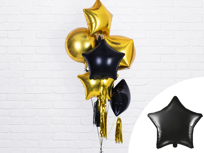 Folie Ballon Stjerne, 48 cm, Sort