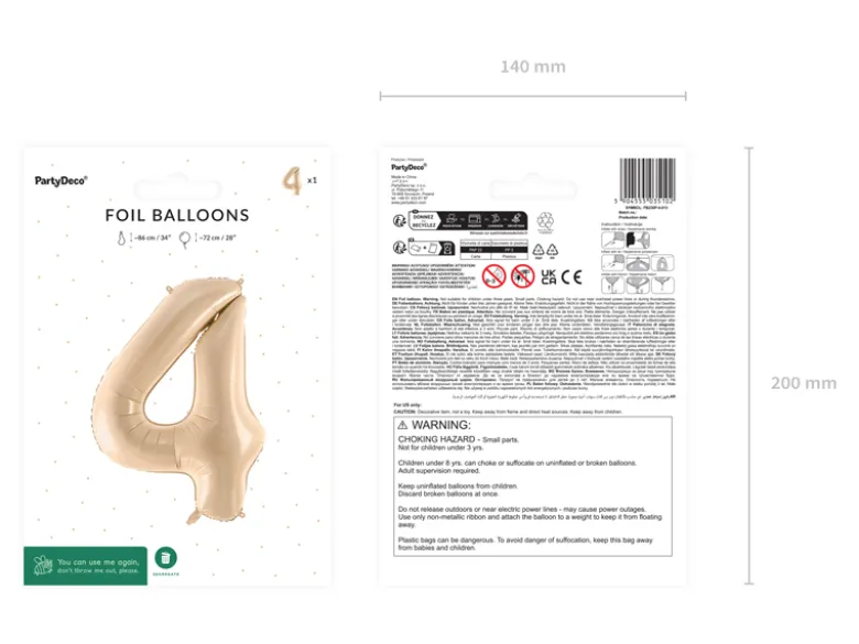 Folie Ballon Tal ''4'',72 cm, Beige