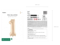 Folie Ballon Tal ''1'', 72 cm, Beige