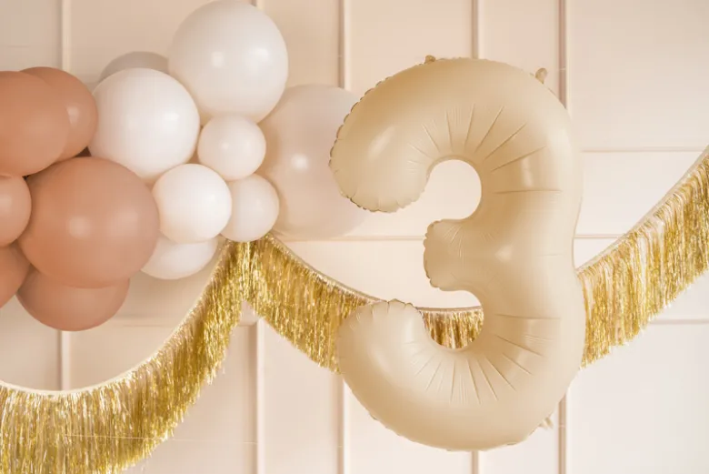 Folie Ballon Tal ''3'', 72 cm, Beige