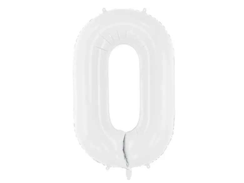 Folie Ballon Tal ''0'', 86 cm, Hvid