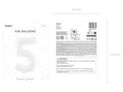 Folie Ballon Tal ''5'', 86 cm, Hvid