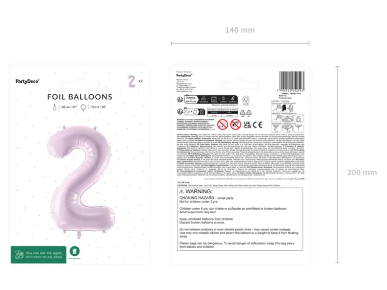 Folie Ballon Tal ''2'', 72 cm, Lilla
