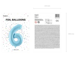 Folie Ballon Tal ''6'', 86 cm, Lyseblå