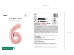 Folie Ballon Tal ''6'', 72 cm, Lyserød