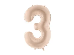 Folie Ballon Tal ''3'', 72 cm, Mørk Beige