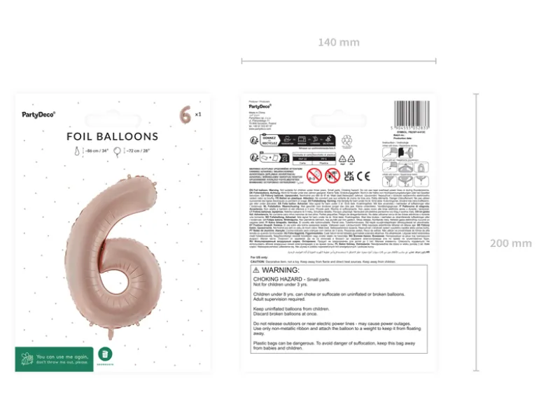 Folie Ballon Tal ''6'', 72 cm, Mørk Beige