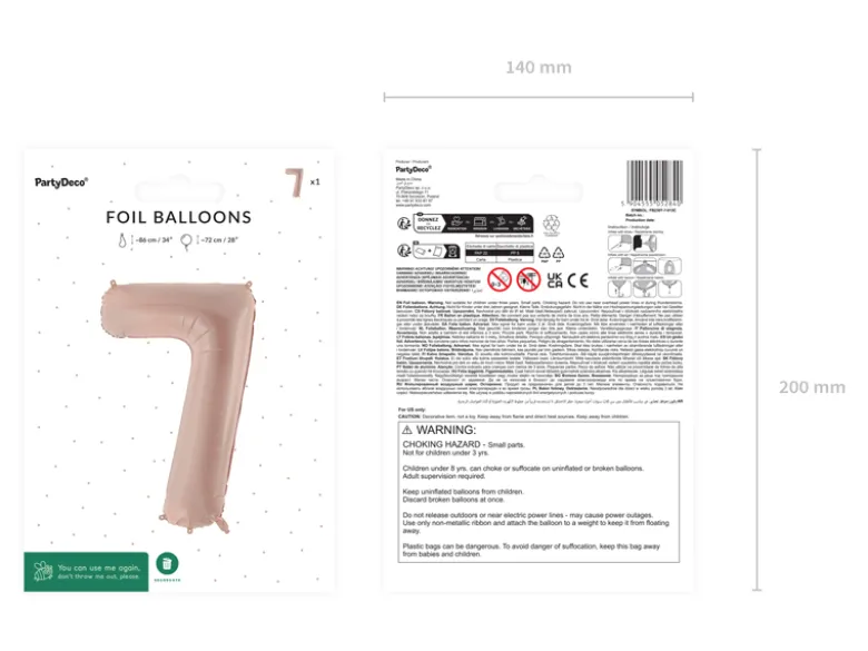 Folie Ballon Tal ''7'', 72 cm, Mørk Beige