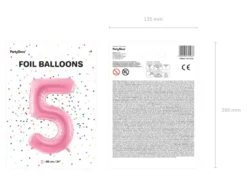 Folie Ballon Tal ''5'', 86 cm, Pink
