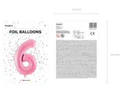 Folie Ballon Tal ''6'', 86 cm, Pink