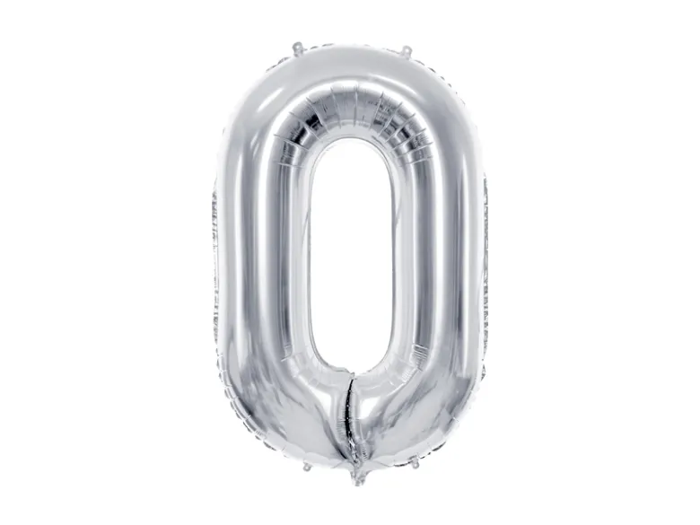 Folie Ballon Tal ''0'', 72 cm, Sølv