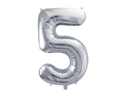 Folie Ballon Tal ''5'', 72 cm, Sølv