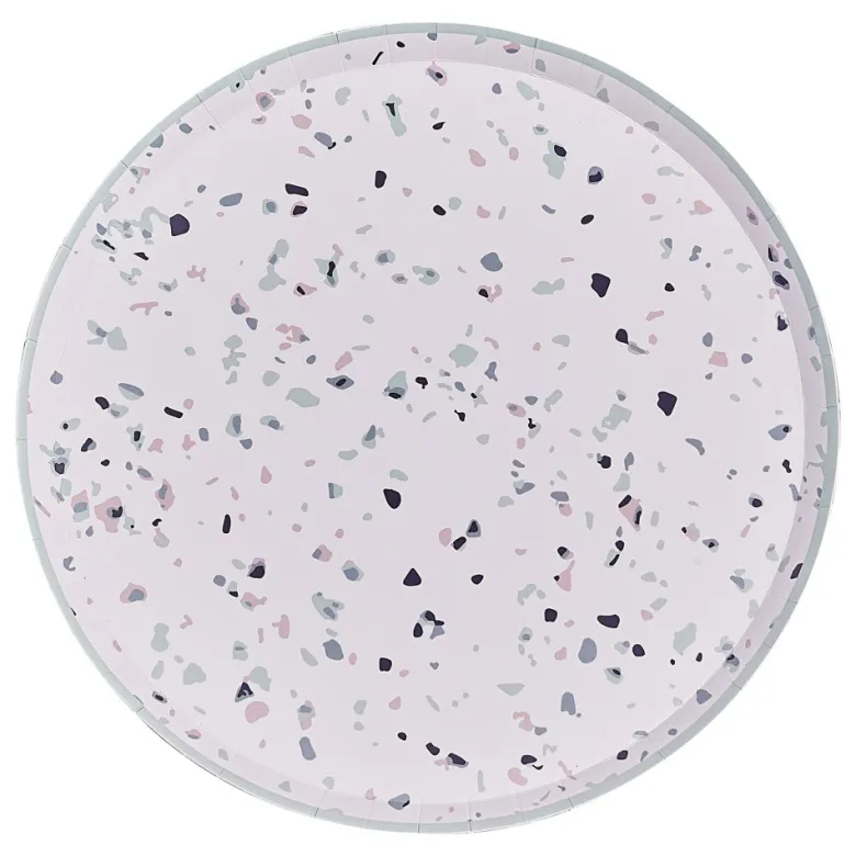 FSC Certificeret Tallerkner m/Terrazzo Print, 8 stk.