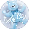 Gennemsigtig Double Bubble "Baby Boy" Ballon, 61cm
