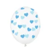 Gennemsigtige Balloner med Blå Hjerter (30cm.)