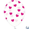 Gennemsigtige Balloner med Pink Hjerter (30cm.)