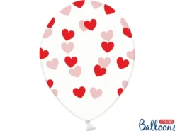 Gennemsigtige Balloner med Røde Hjerter (30cm.)