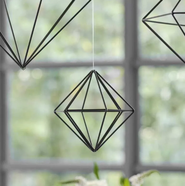 Geometrisk Sort Diamant Dekoration, 15 cm