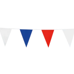 Gigantisk Flagguirlande m/Blå-Hvid-Rød Vimpler 10M