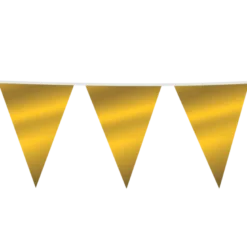 Gigantisk Flagguirlande, Metallic Guld Vimpler 10M