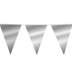 Gigantisk Flagguirlande, Metallic Sølv Vimpler 10M