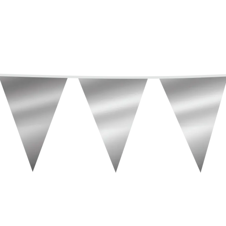 Gigantisk Flagguirlande, Metallic Sølv Vimpler 10M