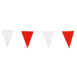 Gigantisk Flagguirlande m/Rød-Hvide Vimpler, 10M