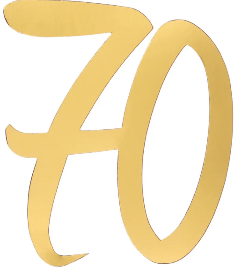 Gigant Tal Konfetti i Guld, 4 x Cutouts m/70 År