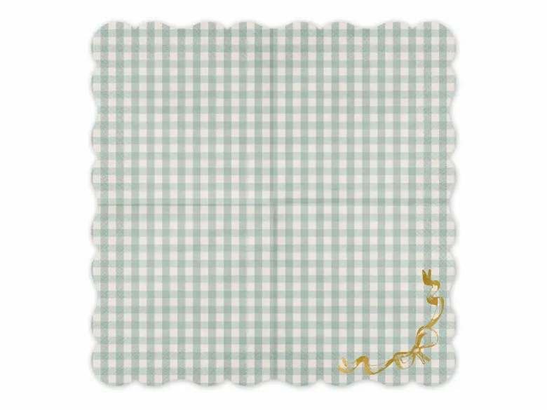 Gingham Servietter med Bølgekant, 12 stk.