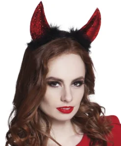 Glitter Djævlehorn på Hårbøjle