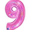 Grabo Jumbo Holografisk Pink Tal Folieballon, 9