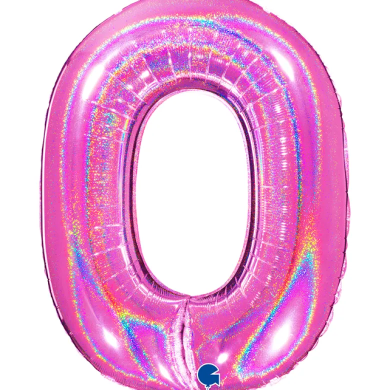 Grabo Jumbo Holografisk Pink Tal Folieballon, 0