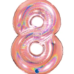 Grabo Jumbo Holografisk Rosegold Tal Folieballon, 8