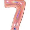 Grabo Jumbo Holografisk Rosegold Tal Folieballon, 7