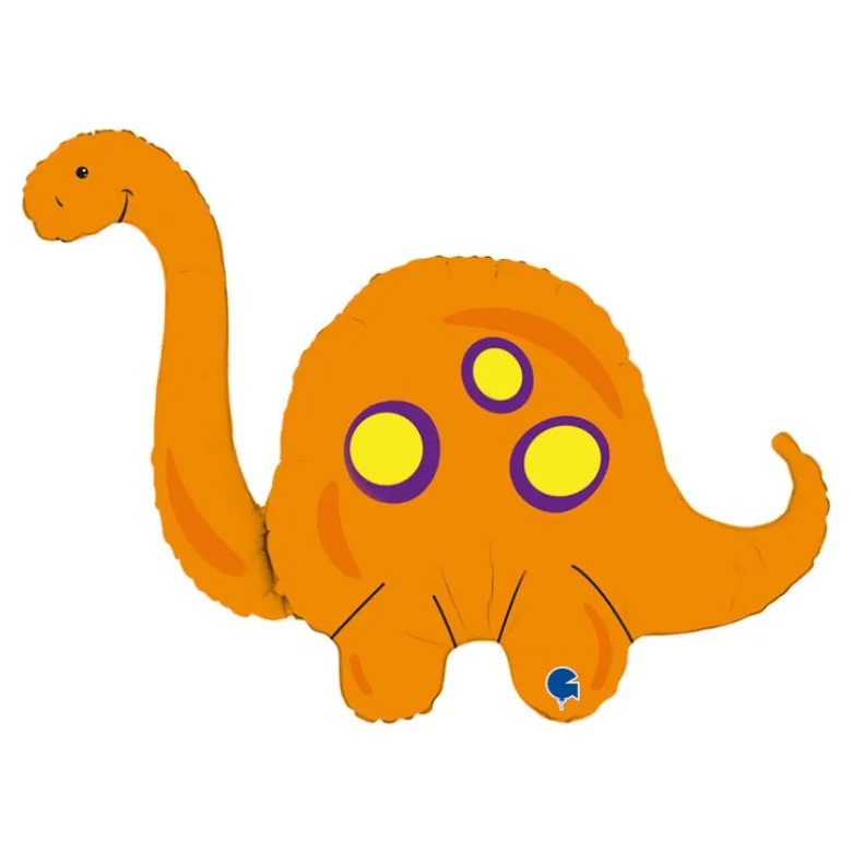 Grabo Orange Brontosaurus Dino Folieballon, 82 x 58 cm