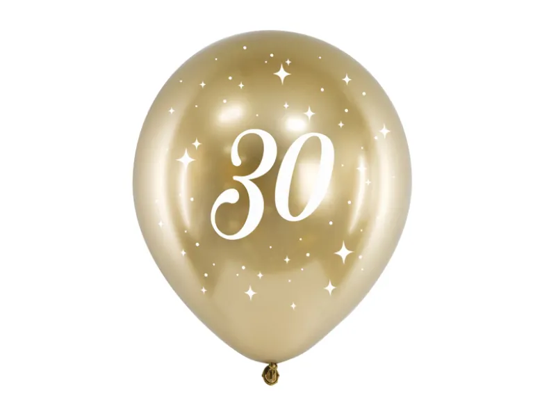 Guld Chrome Ballon, 30år, Glossy Latexballoner