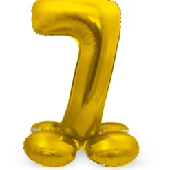Guld Folie "7" Tal Ballon på Fødder t/Luft, 72 cm