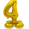 Guld Folie "4" Tal Ballon på Fødder t/Luft, 72 cm