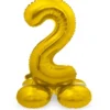 Guld Folie "2" Tal Ballon på Fødder t/Luft, 72 cm