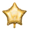 Guld "Happy Birthday" Stjerne Folieballon, 40 cm