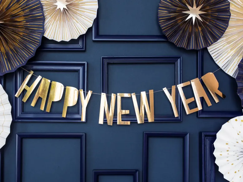 Guld "Happy New Year" Guirlande