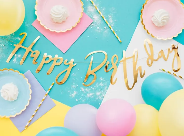 Guld Skråskrift "Happy Birthday" Banner, 62cm