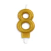 Guld Talformet Kagelys m/Glitter 7 cm - 8 Tal
