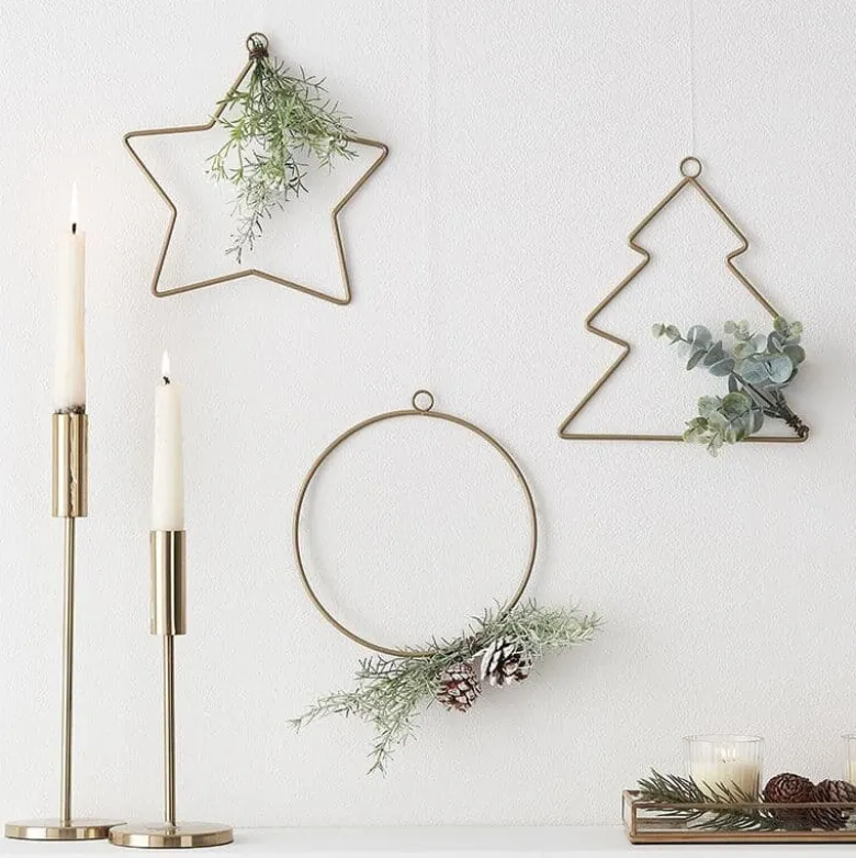 Guld Tråd Julefigurer - Cirkel, Stjerne, Juletræ